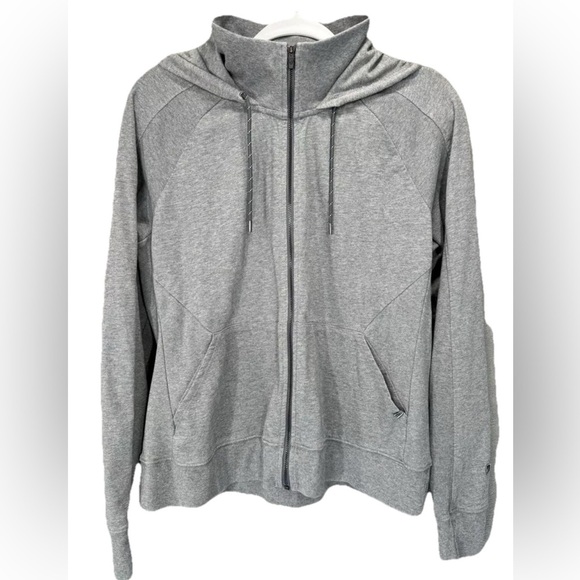 Kuhl Jacket Women’s Large Brava Hoody Full Zip Gray Organic Cotton Thumb Loops - Picture 1 of 10
